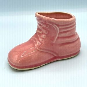 Vintage pink ceramic baby girl shoe